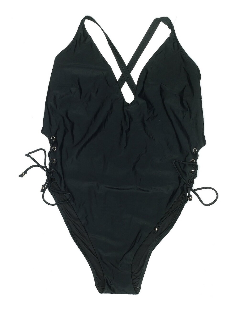 NWT 🖤CCX by City Chic Black Lace-Up One Piece Swimsuit